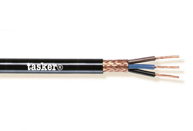 TASKER - C3100 MONINAPAINEN SUOJATTU KAAPELI 3x1,00 mm2 -  PVC CPR Eca + UKCA 100 m KELA - MUSTA