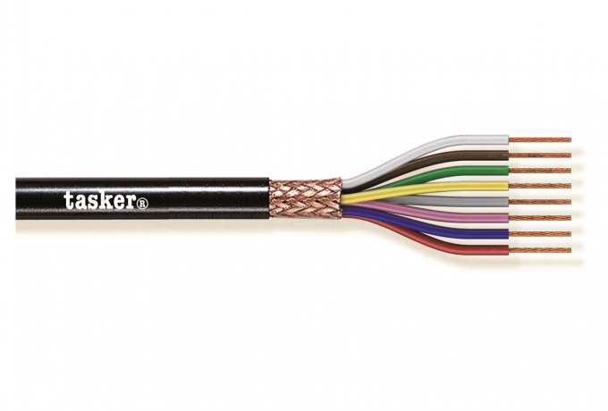 TASKER - C4035 MONINAPAINEN SUOJATTU KAAPELI 4x0,35 mm2 -  PVC CPR Eca + UKCA 100 m KELA - MUSTA