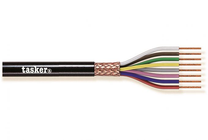 TASKER - C4050 MONINAPAINEN SUOJATTU KAAPELI 4x0,50 mm2 -  PVC CPR Eca + UKCA 100 m KELA - MUSTA