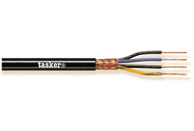 TASKER - C4075 MONINAPAINEN SUOJATTU KAAPELI 4x0,75 mm2 -  PVC CPR Eca + UKCA 100 m KELA - MUSTA
