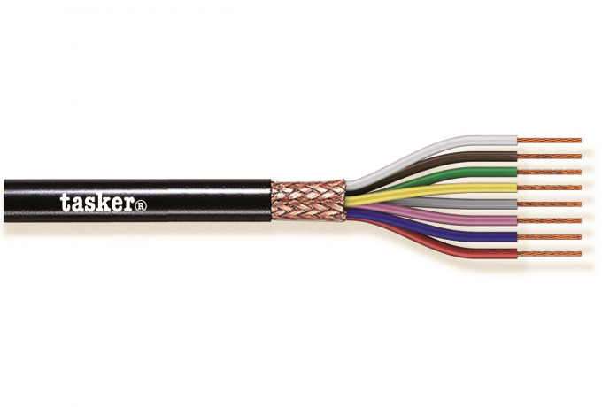 TASKER - C5025 MONINAPAINEN SUOJATTU KAAPELI 5x0,25 mm2 -  PVC CPR Eca + UKCA 100 m KELA - MUSTA