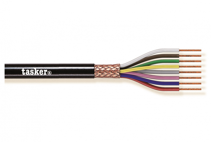 TASKER - C6035 MONINAPAINEN SUOJATTU KAAPELI 6x0,35 mm2 -  PVC CPR Eca + UKCA 100 m KELA - MUSTA