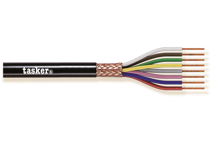 TASKER - C8050 MONINAPAINEN SUOJATTU KAAPELI 8x0,50 mm2 -  PVC CPR Eca + UKCA 100 m KELA - MUSTA
