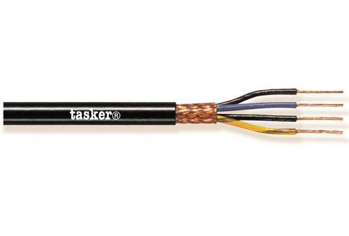 TASKER - C8075 MONINAPAINEN SUOJATTU KAAPELI 8x0,75 mm2 -  PVC CPR Eca + UKCA 100 m KELA - MUSTA