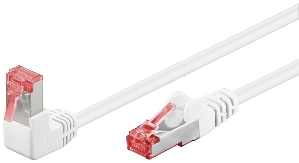 [51550] GOOBAY CAT6-100SSTP-MU-KU, CAT6 KAAPELI S/FTP (PiMF) 1x90° KULMA VALKOINEN 1m