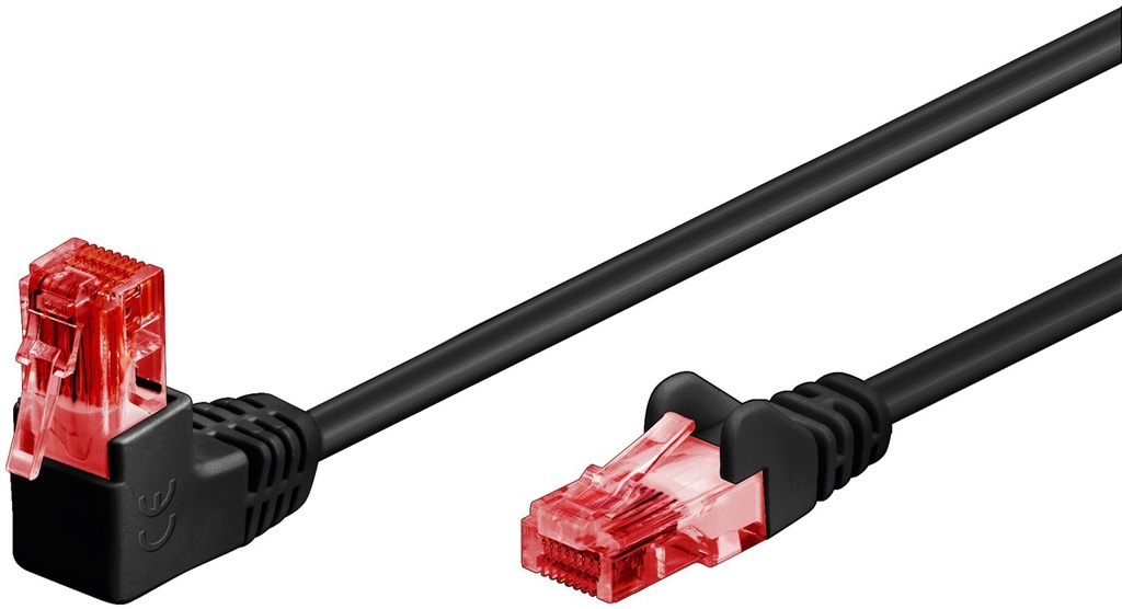 GOOBAY CAT6-025UTP-MU KULMA, CAT6 KAAPELI U/UTP 1x90° KULMA MUSTA 1m