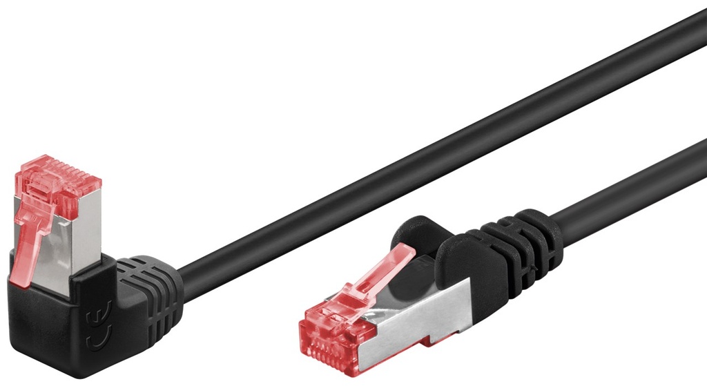 GOOBAY CAT6-200SSTP-MU-KU, CAT6 KAAPELI S/FTP (PiMF) 1x90° KULMA MUSTA 2m