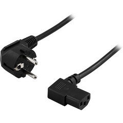 DELTACO DEL-109B - Maadoitettu Laitekaapeli 2m Kulma Schuko (CEE 7/7) / IEC C13 - 250V/10A - Musta