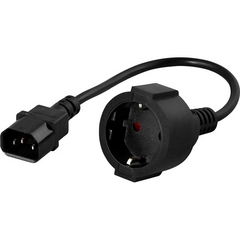 [DEL-109P] DELTACO DEL-109P - Sovitinkaapeli 0,2m Suora IEC C14 - Schuko CEE 7/4 (250V/10A) - Musta
