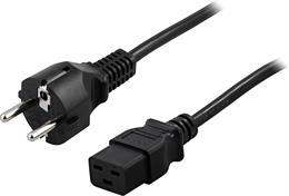 [DEL-109TA] DELTACO DEL-109TA CEE7/7 SUORA - IEC C19 SUORA KOJEVERKKOJOHTO 3X1,5mm2 - 1m MUSTA