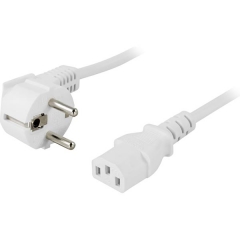 DELTACO DEL-109V -Laitekaapeli 0.5m Kulma Schuko CEE 7/7 - Suora IEC C13 (250V/10A) - Valkoinen
