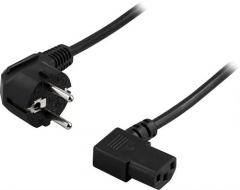 DELTACO DEL-110B - Laitekaapeli 3m Kulma Schuko CEE 7/7 - IEC C13 (250V/10A) - Musta