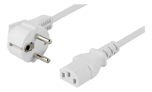 DELTACO DEL-110V CEE7/7 KULMA - IEC C13 SUORA KOJEVERKKOJOHTO 3X1mm2 - 10m VALKOINEN