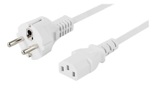 DELTACO DEL-111NV CEE7/7 SUORA - IEC C13 SUORA KOJEVERKKOJOHTO 3X1mm2 - 10m VALKOINEN