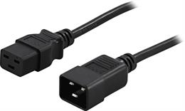 DELTACO DEL-112M-50 C19 SUORA - C20 SUORA  JATKOKAAPELI 3X1,5mm2 - 0,5m musta