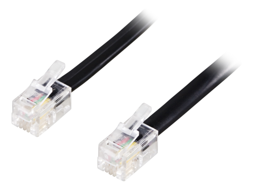 DELTACO DEL-160M - MODULAARIKAAPELI -  4P4C (RJ9/RJ10/RJ22) - 4P4C (RJ9/RJ10/RJ22) -  10m -  MUSTA