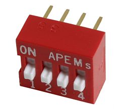 APEM DS-04 - DIP Kytkin 4-napainen vaaka 2,54 mm