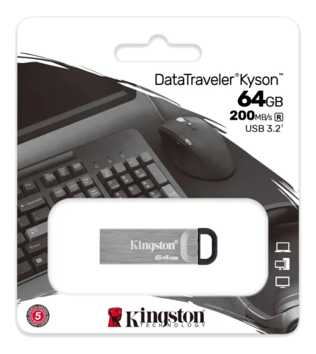KINGSTON DTKN/64GB - DataTraveler Kyson USB-muistitikku 64GB USB 3.2 Gen 1 hopea