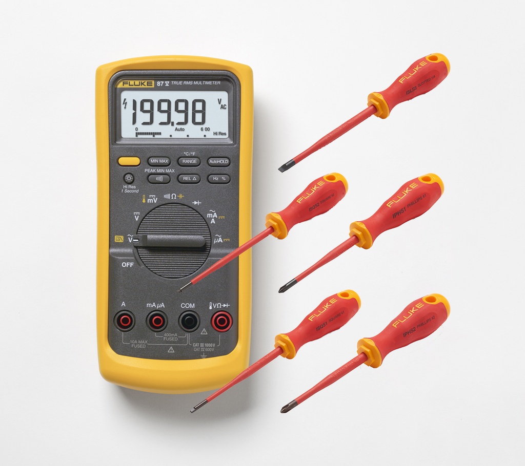 [IB875M] FLUKE 87V yleismittari ja 5 Fluken eristetyn ruuvimeisselin sarja
