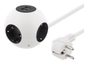 DELTACO GT-292 - Pyöreä haaroituspistorasia 2 x USB-A liitännällä 4 X CEE 7-4 1 X CEE 7/7 1,4m valkoinen