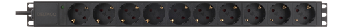 DELTACO GT-8635 - Jatkojohto/virtapaneeli 10 pistoketta 10 x CEE 7/4 1 x CEE 7/7 3m musta