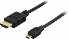 DELTACO HDMI-1023 - HDMI-kaapeli 2m Liittimet HDMI 19-pin uros / Micro HDMI 19-pin uros - Musta