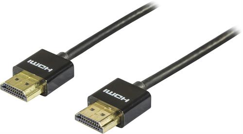 DELTACO HDMI-1092, HDMI 4K Ultra HD ohut kaapeli UROS/UROS 2m MUSTA