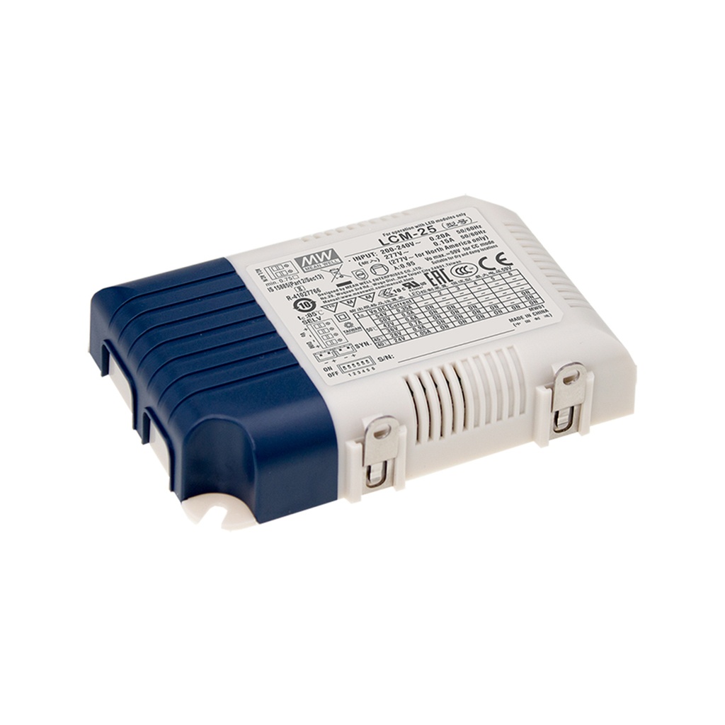 MEAN WELL LCM-25 - LED-teholähde 25W CC IP20 3-in-1 himmennys