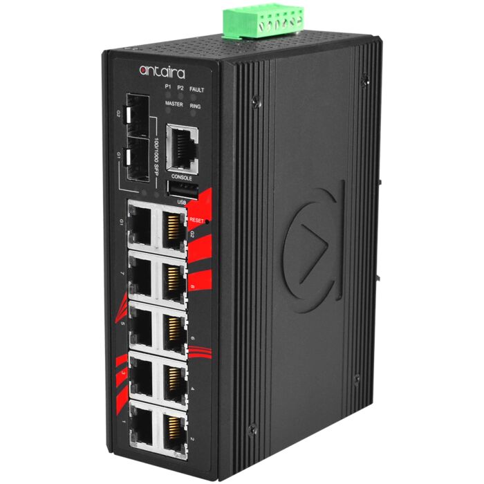 [LMX-1202M-SFP] ANTAIRA LMX-1202M-SFP Hallittava kytkin 8 x 10/100/1000BaseT(X), 2 x SFP/RJ45 Combo DIN
