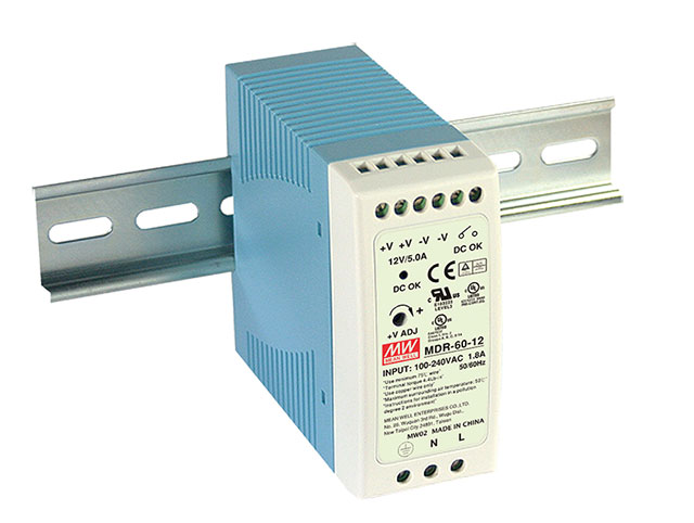 MEAN WELL MDR-60-24 - DIN Kisko Virtalähde 24V 2.5A 60W