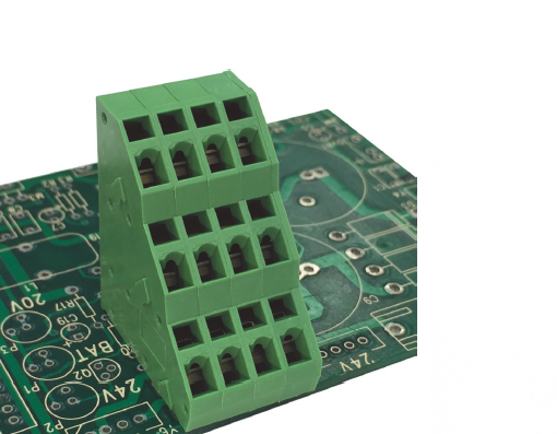 Angled spring-cage terminal block