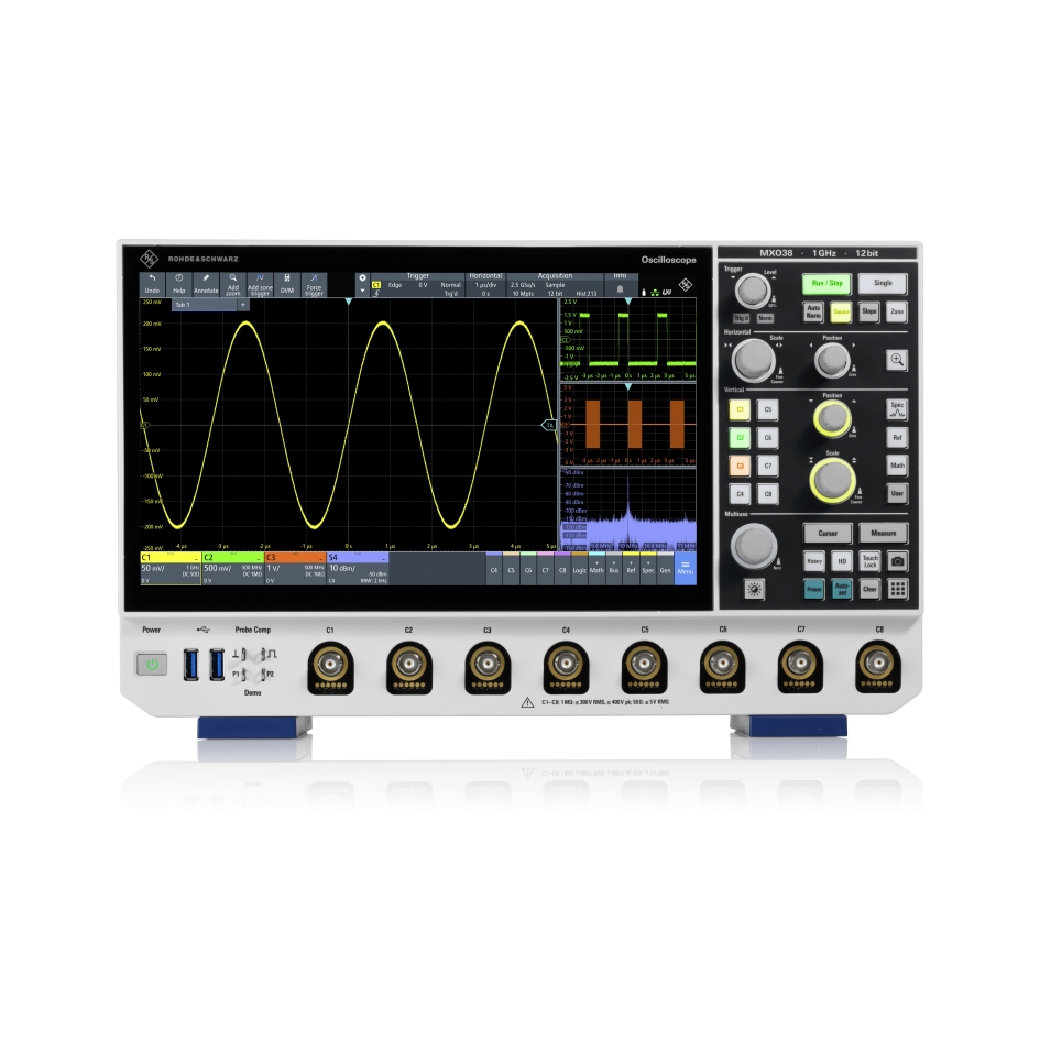 [1335.2050P82] Rohde & Schwarz MXO38 - Oskilloskooppi 200MHz 8 channels
