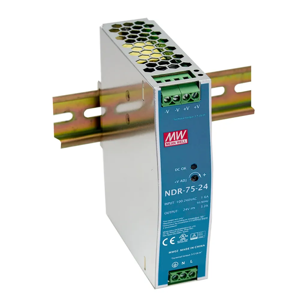 MEAN WELL NDR-75-12 - DIN-kisko Virtalähde Metallikuori 12V 6.3A 75W