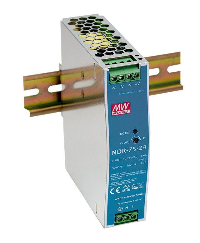 [NDR-75-48] MEAN WELL NDR-75-48 - DIN-kisko Virtalähde Metallikuori 48V 1.6A 75W