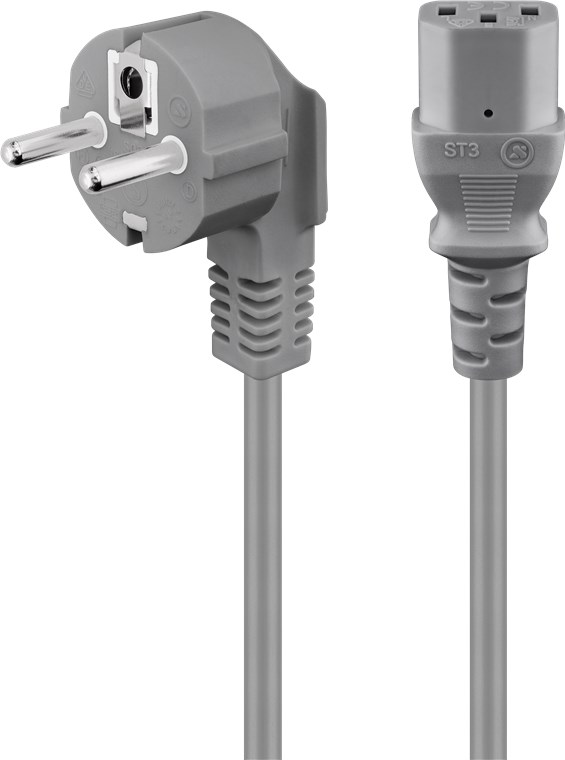 [50076] GOOBAY PC50076 CEE7/7 KULMA - IEC C13 SUORA KOJEVERKKOJOHTO 3X0,75mm2 - 2m HARMAA