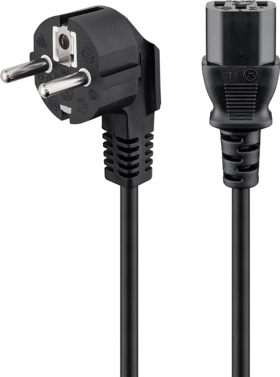 [50078] GOOBAY PC50078 CEE7/7 KULMA - IEC C13 SUORA KOJEVERKKOJOHTO 3X1mm2 - 2,5m MUSTA