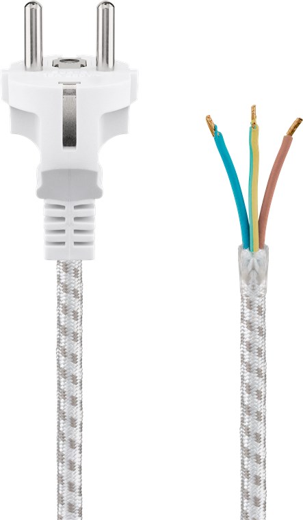 [50504] GOOBAY PC50504 CEE7/7 SUORA - AVOIN KOJEVERKKOJOHTO 3X0,75mm2 - 3m TEKSTIILI