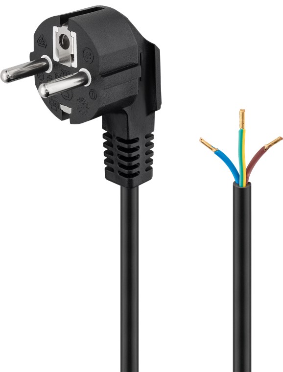 [96034] GOOBAY PC96034 CEE 7/7 KULMA-AVOIN KOJEVERKKOJOHTO 3X1mm2 - 5m MUSTA