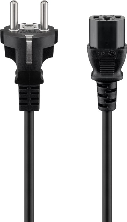 GOOBAY PC96037 CEE7/7 SUORA - IEC C13 SUORA KOJEVERKKOJOHTO 3X1mm2 - 5m MUSTA