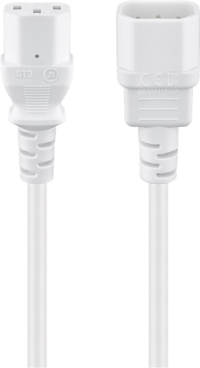 GOOBAY PC97581 C14 SUORA - C13 SUORA JATKOKAAPELI  3X0,75mm2 - 0,5m VALKOINEN