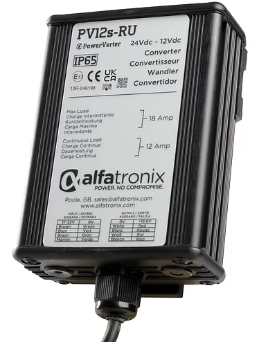 Alfatronix PV3S-RU - DC/DC Muunnin 24/12VDC 3A 36W IP65 Ei galvaanista erotusta