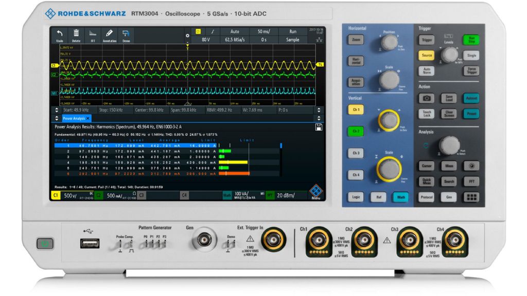 [1335.8794P93] Rohde & Schwarz RTM-BNDL - RTM3004 Oskilloskooppi 4-kanavaa 500 MHz kaistanleveyspäivitys RTM-PK1 sovelluspaketti