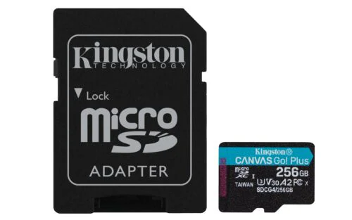 KINGSTON SDCG4/256GB 256GB microSDXC Canvas Go Plus Gen4 200MB/s A2 U3 V30 Card + Adapter