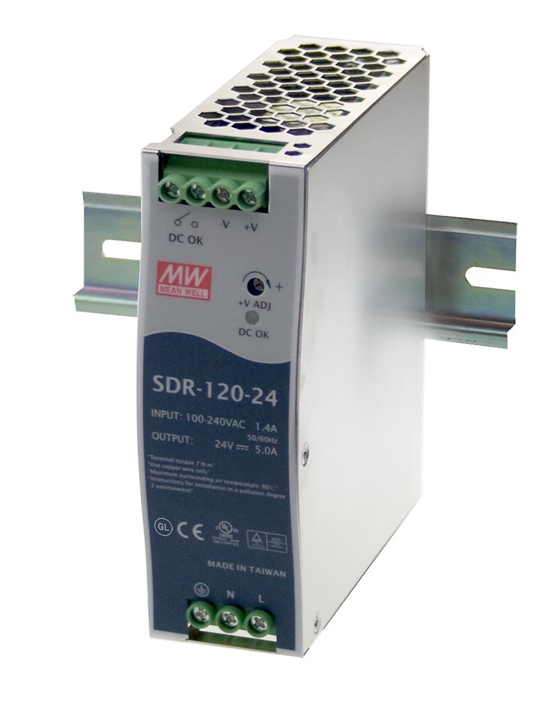 MEAN WELL SDR-120-48 - DIN-kisko "Slim" Virtalähde Metallikuori 48V 2.5A 120W