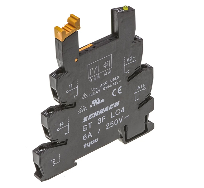 Schrack ST3FLC4 - Relekanta DIN-kisko Slimline releille - Leveys 6.2mm