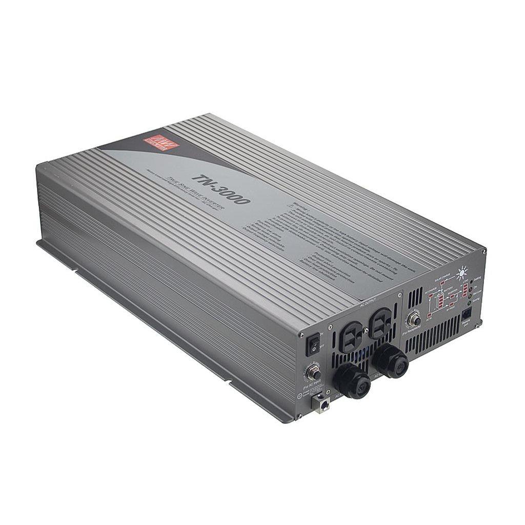 MEAN WELL TN-3000-224B - DC-AC Aurinkokennoinvertteri akkulaturilla aurinkosähköjärjestelmiin 230V 13.04A 3000W Siniaalto, Schuko pistoke