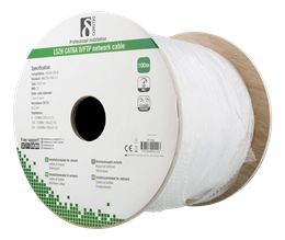 Deltaco TP-54C CAT6a, LSZH, YKSISÄIKEINEN VERKKOKAAPELI CU, U/FTP, VALKOINEN - KELA 100m