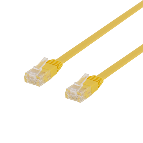 DELTACO TP-60GL-FL - U/UTP CAT6 LAITEKAAPELI -  LITTEÄ - 0,5m -  250MHz -  KELTAINEN