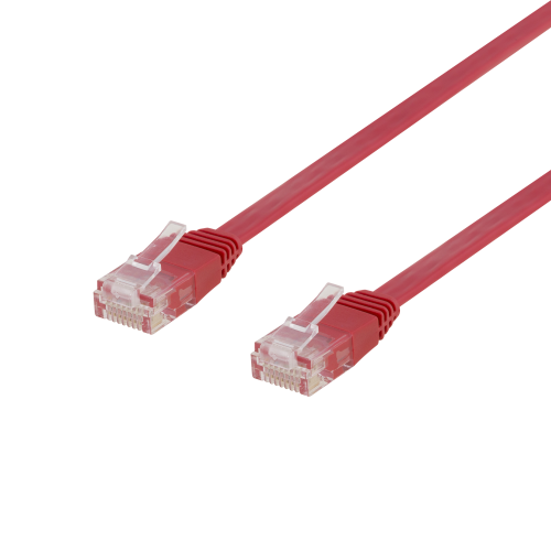 DELTACO TP-60R-FL - U/UTP Cat6 LAITEKAAPELI -  LITTEÄ -  0,5m -  250MHz -  PUNAINEN