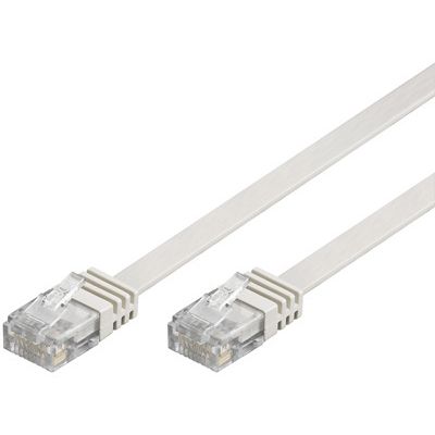 DELTACO TP-60V-FL - U/UTP CAT6 LAITEKAAPELI -  LITTEÄ -  0,5m -  250MHz -  VALKOINEN